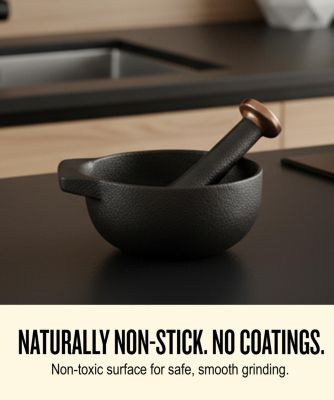 Enameled Cast Iron, PFAS-Free, 2-Cup Capacity, Textured Interior – Mortar and Pestle Grinder