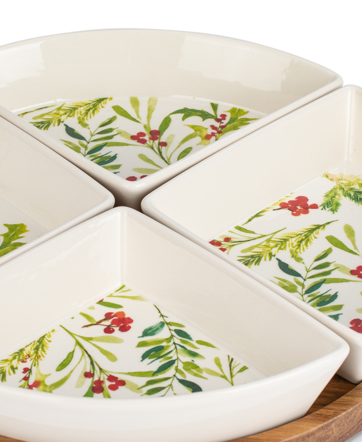 Thirstystone Holly Berry Lazy Susan,set of 5 - Green