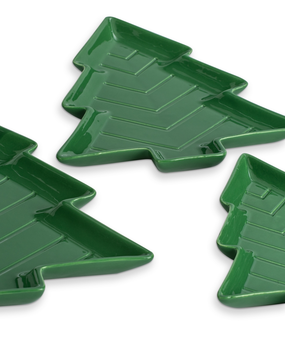 Thirstystone Nested Christmas Tree Stoneware Serve Plates, Set Of 3 In Multi