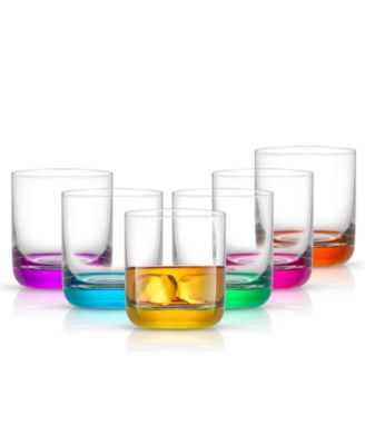 Hue Colored Double Old Fashion Whiskey Glass Tumbler - 10 oz, Set of 6