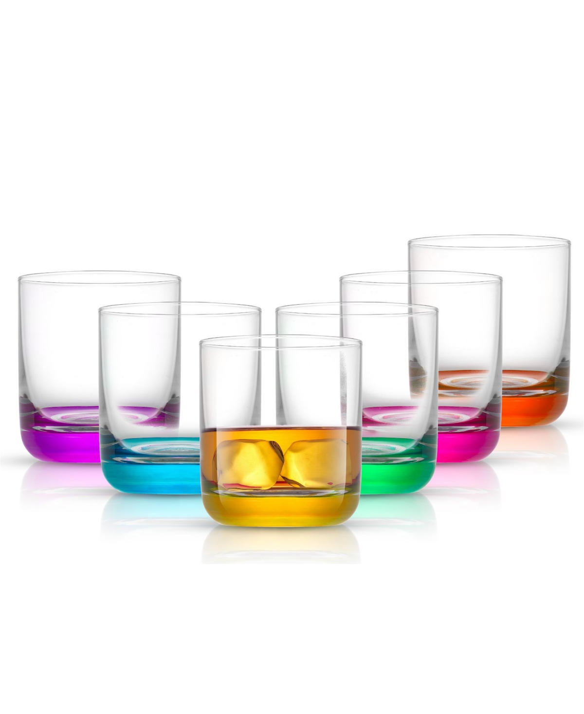 Joyjolt Hue Colored Double Old Fashion Whiskey Glass Tumbler In Multi