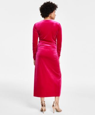 Sam Edelman Women's Velvet Ruched Long-Sleeve Dress - Macy's