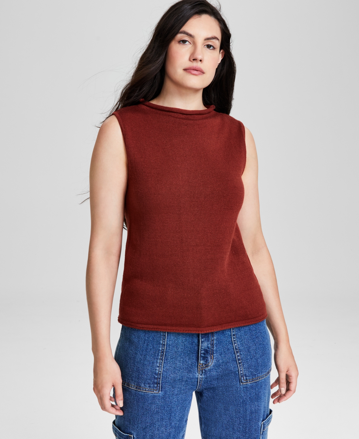 And Now This Women's Sleeveless Mock Neck Sweater In Sonoma Brick