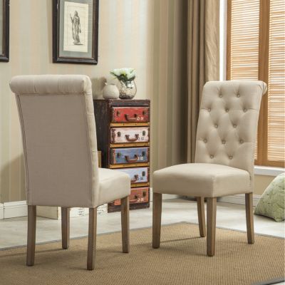 Set of 2 Solid Wood Tufted Parsons Dining Chair