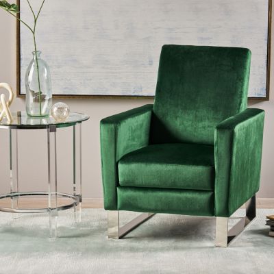 Modern Glam Velvet Recliner Chair with Push-Back Function