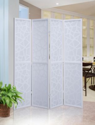 Giyano 4 Panel Screen Room Divider, White