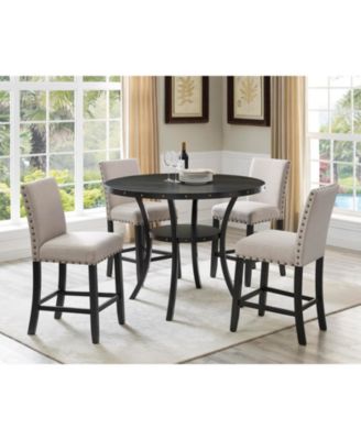 Tan Fabric Counter Height Stools with Nailhead Trim, Set of 2