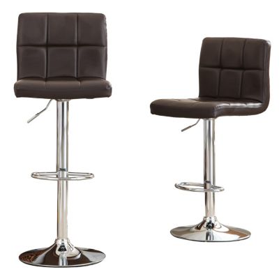 Faux Leather Adjustable Hydraulic Bar Stool, Set of 2
