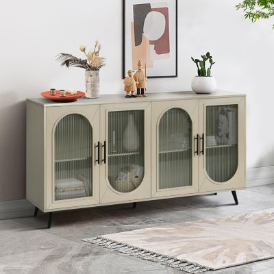 Vintage Multipurpose Storage Sideboard with Glass Door Cabinet
