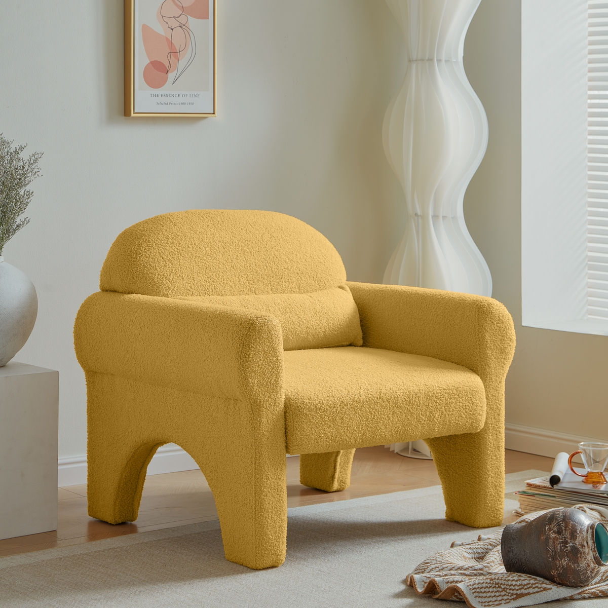 Streamdale Furniture modern boucle accent chair with lumbar pillow for living room