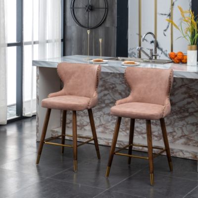 Wing-Back Suede-Like Counter Height Stools