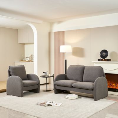 Modern Sherpa Fabric Loveseat Comfort and Style