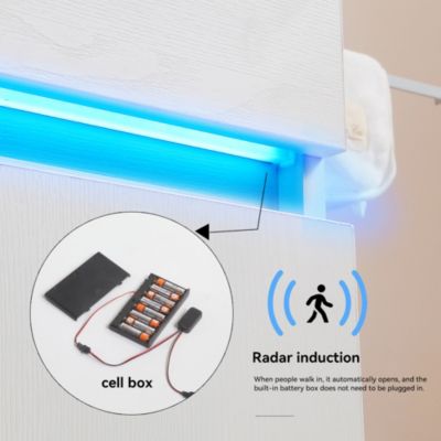 Modern Bathroom Vanity with Ceramic Sink and Automatic Lighting