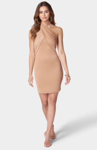 Bebe Women's Cross Front Halter Neck Mini Dress - Macy's