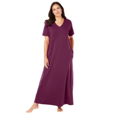 Petite Plus Dreams and Co. V-Neck Short Sleeve Maxi T-Shirt Lounger