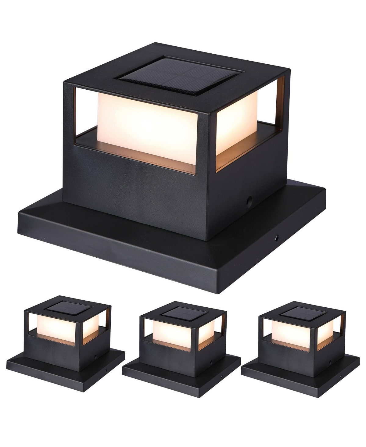 4 Pack Solar Post Lights: Outdoor Warm White - Warm white