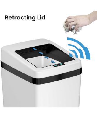 14 Gallon Stainless Steel Sliding Lid Sensor Trash Can with AbsorbX Odor Filter