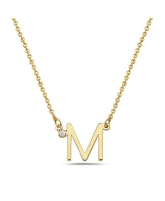 Stylish 14K Gold Plated Cubic Zirconia Initial Necklace.