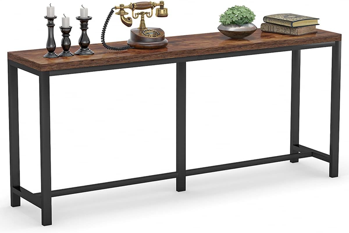 Tribesigns 70.9 inch Extra Long Sofa Table, Narrow Console Table Behind Couch, Rustic Entryway Table Industrial Skinny Hallway Table for Living Room