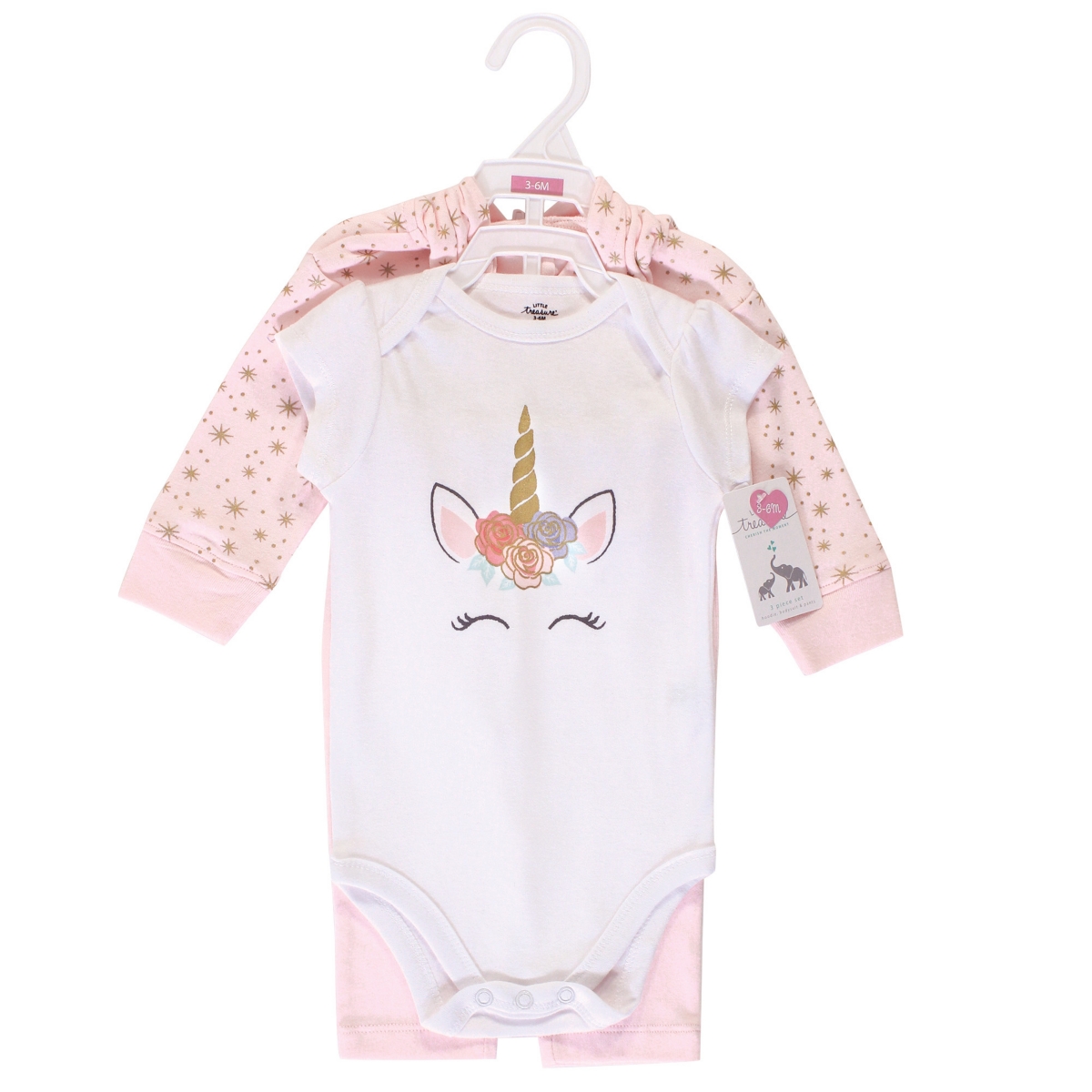 Little Treasure Baby Girls Treasure Baby Hoodie, Bodysuit or Tee Top, and Pant Set,- Unicorn baby
