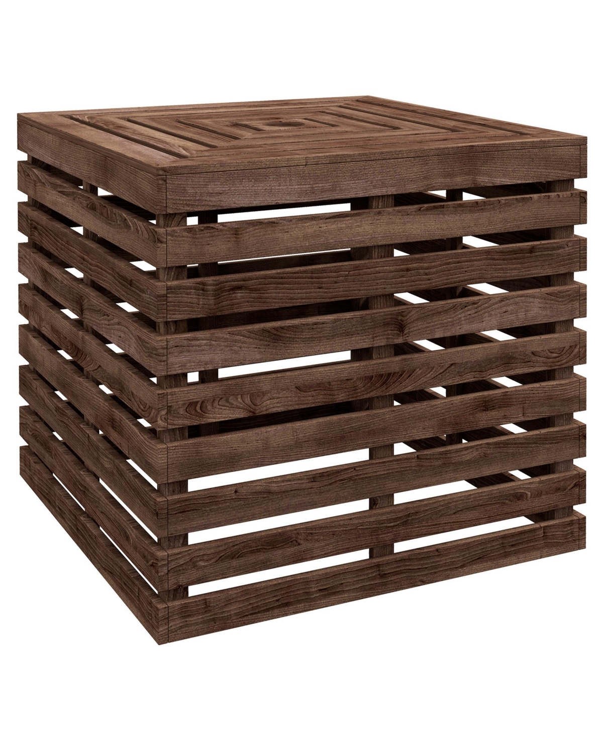 Outdoor Storage Box for Umbrella Base, Wooden Coffee End Table - Brown