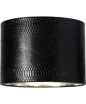 Reptile Print Medium Drum Lamp Shade with Silver Lining 15" Top x 15" Bottom x 11" Slant (Spider) Replacement with Harp and Finial