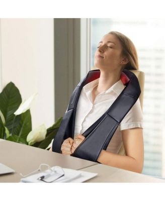 Electric Back and Neck Kneading Shoulder Massager with Heat Straps