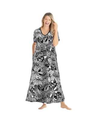 Plus Size Dreams and Co. V-Neck Short Sleeve Maxi T-Shirt Lounger