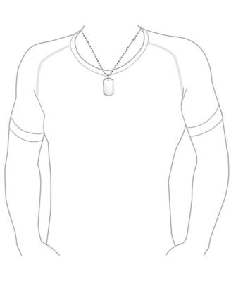 Traditional Mens Medium Army Military Dog Tag Pendant Necklace .925 Sterling Silver Long Bead Ball Chain 24 Inch