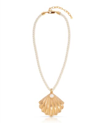 Silk Cord Scallop Shell Pendant Necklace