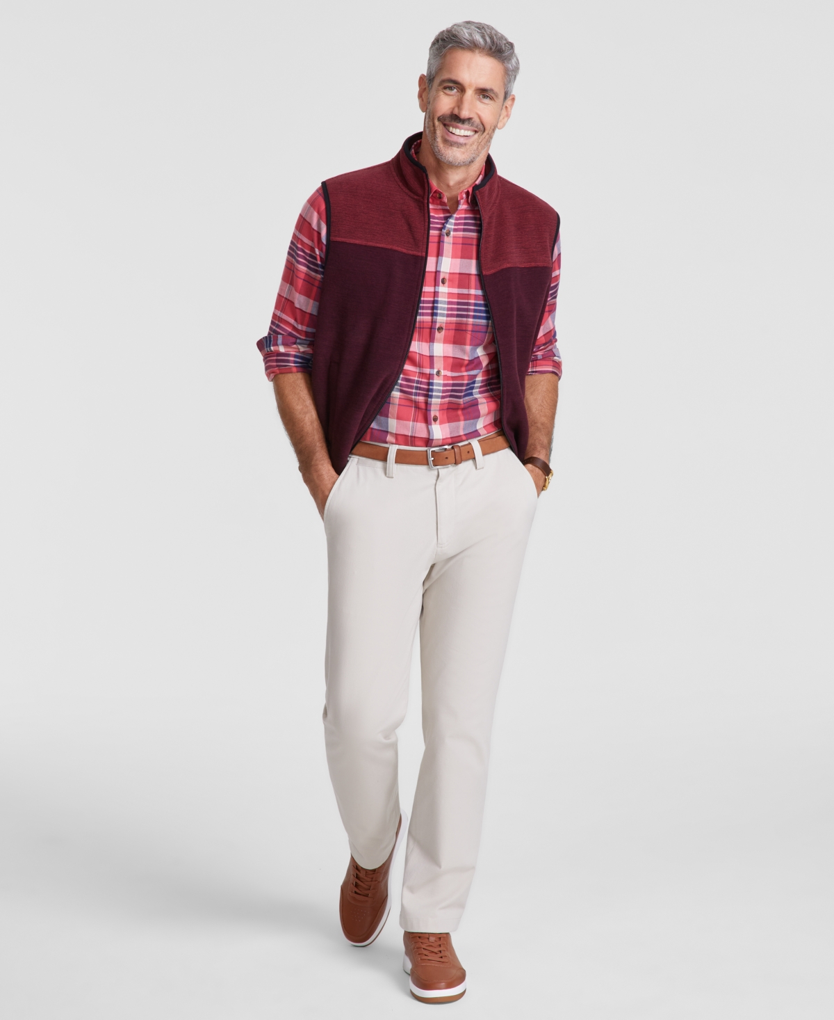 CLUB ROOM MEN'S PLAID COTTON SHIRT, CREATED FOR MACY'S 