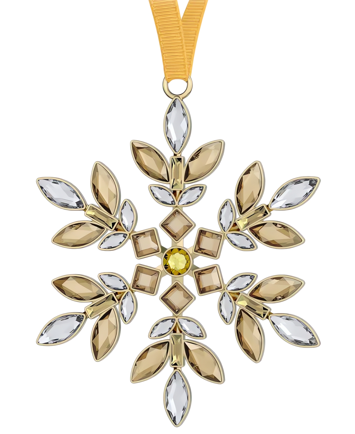 Swarovski Gold Tone Crystal Hanging Snowflake Ornament In No Color