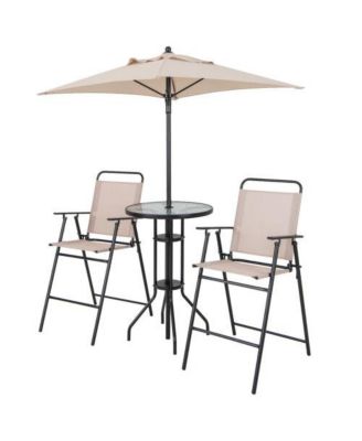 4 Pieces Outdoor Bar Set with Umbrella-Beige