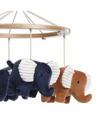Playful Elephant Blue/White Musical Baby Crib Mobile Soother Toy