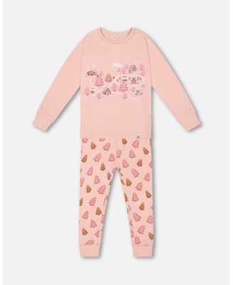 Organic Cotton Two Piece Pajama Set Pink Christmas Cookies Organic Cotton Two Piece Pajama Set Pink Christmas Cookies