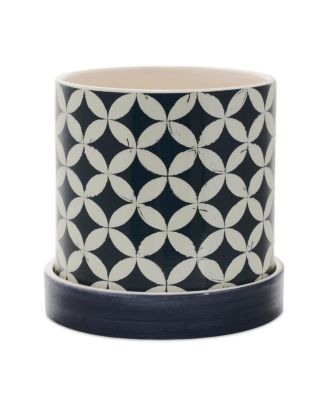 Geometric Pattern Planter With Plate (Set of 2)