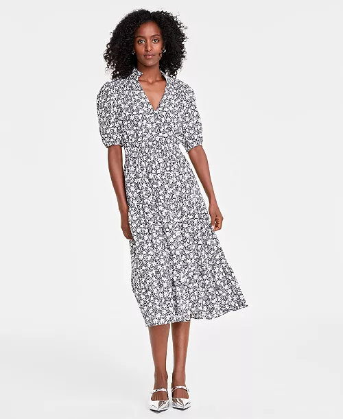 women's printed tiered midi dresss, created for macy's