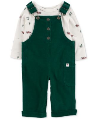 Carter's Baby Boys Holiday Thermal T-Shirt Corduroy Overalls,