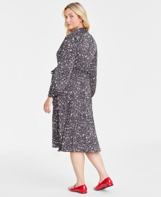 Women's Long-Sleeve Pleated Shirtdress, Created for Macy's