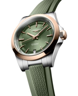 Women's Swiss Automatic Conquest Green Rubber Strap Watch 34mm