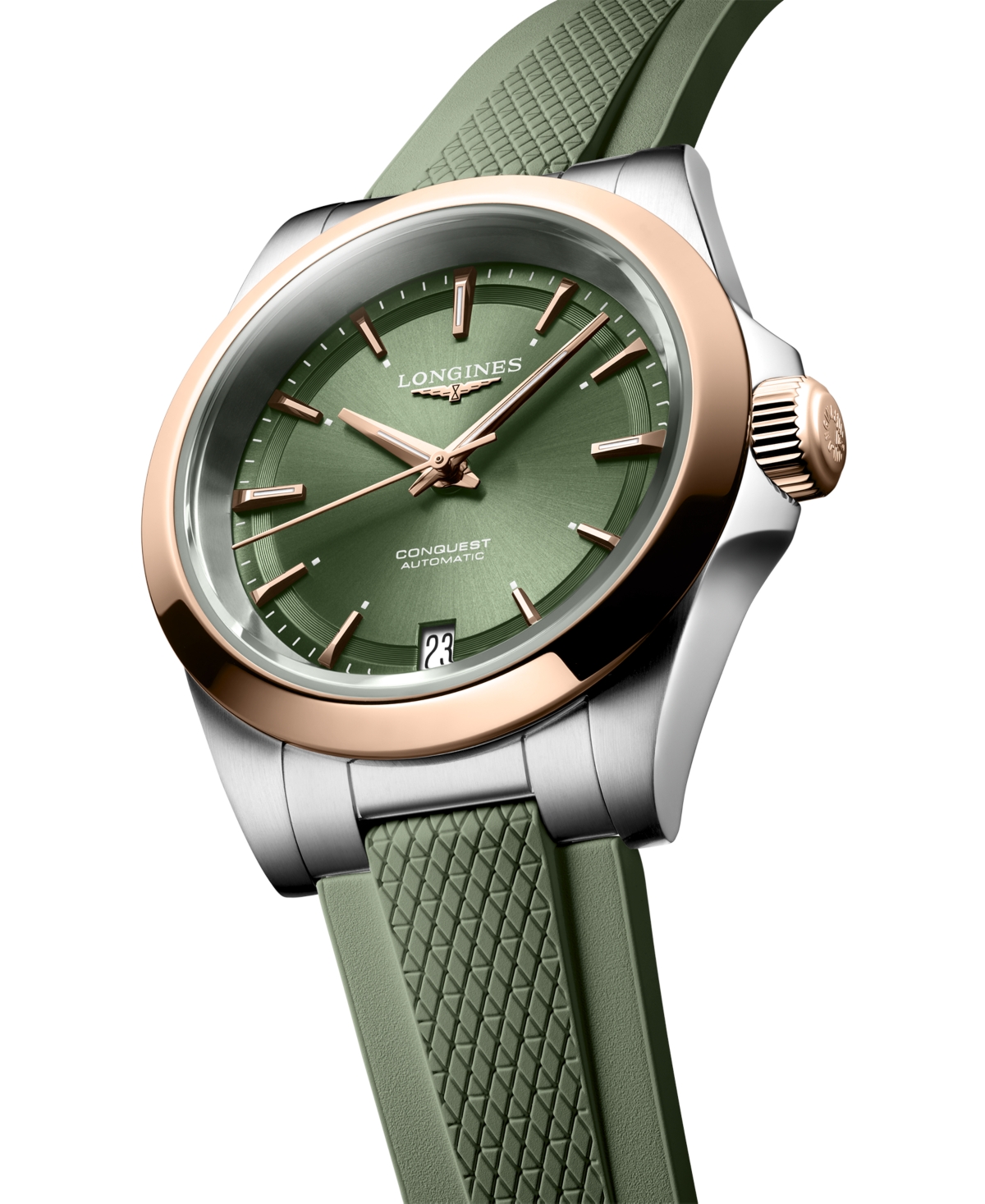 Longines Women's Swiss Automatic Conquest Green Rubber Strap Watch 34mm In No Color