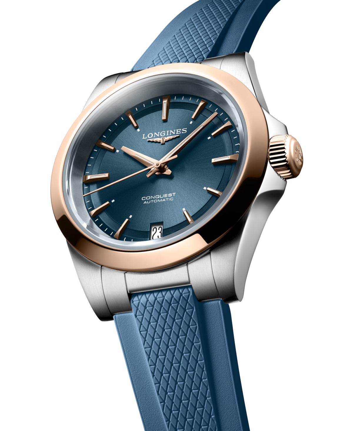 Shop Longines Women's Swiss Automatic Conquest Blue Rubber Strap Watch 34mm In No Color