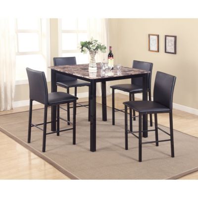 Streamdale Citico Metal Faux Marble Dining Table, Black