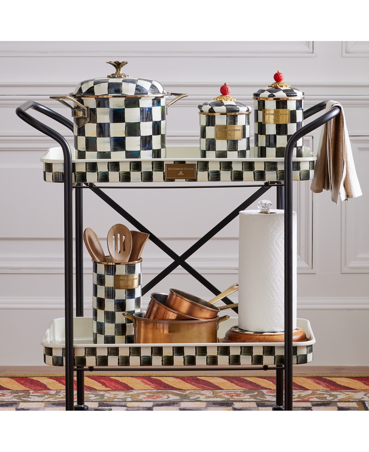 Mackenzie-childs Enameled Steel Courtly Check Utensil Holder In No Color