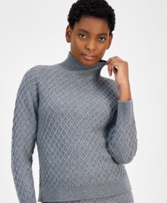Anne Klein - Women's Diamond Knit Turtleneck Sweater
