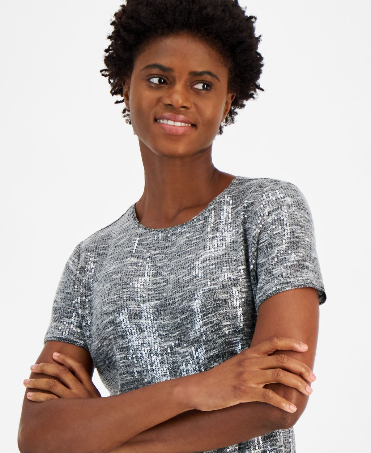 Anne Klein Women's Sequin-Detail Top