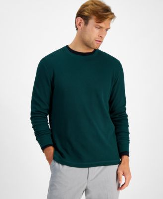 Men's Thermal Long-Sleeve Ribbed Crewneck Sweater