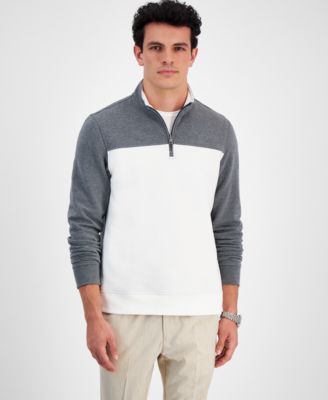 Men s Colorblocked Quarter Zip Fleece Sweater Created for Macy s