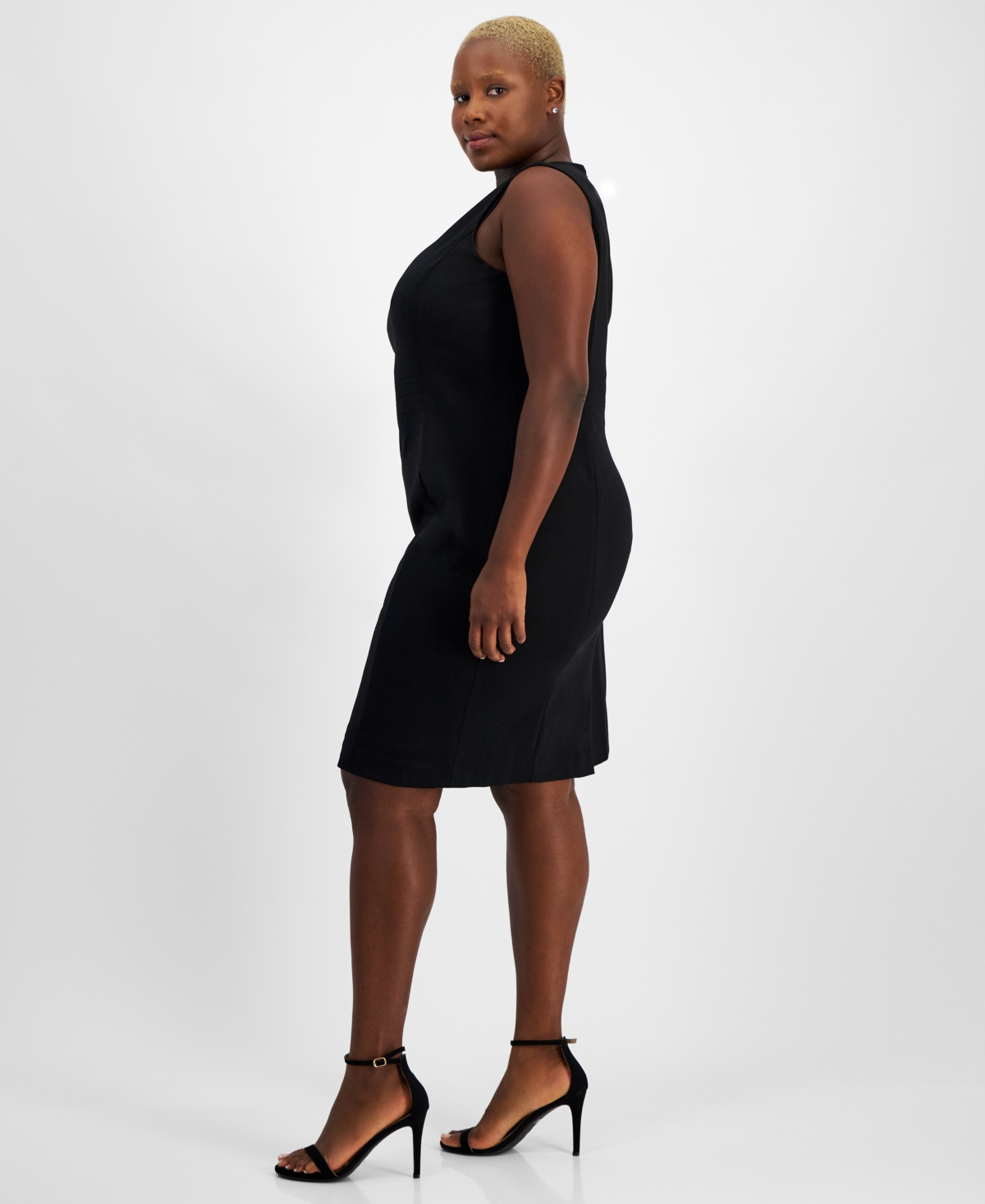 Kasper Plus Size Seamed-Waist Sleeveless Sheath Dress