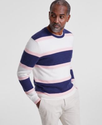 Men s Printed Stripe Cashmere Sweater Created for Macy s